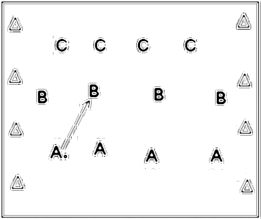 Diagramm zur Übung: Die Mannschaften stellen sich in je ein Drittel