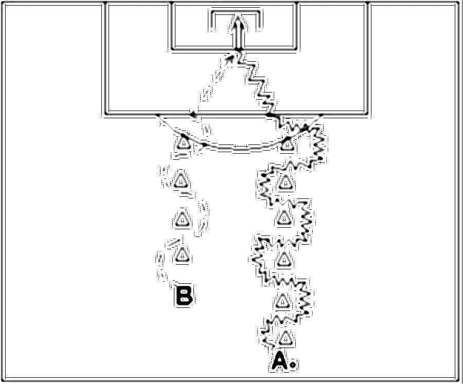 Diagramm zur Übung: Slalomdribbling mit Hütchen — 1 gegen 1, B-Jugend