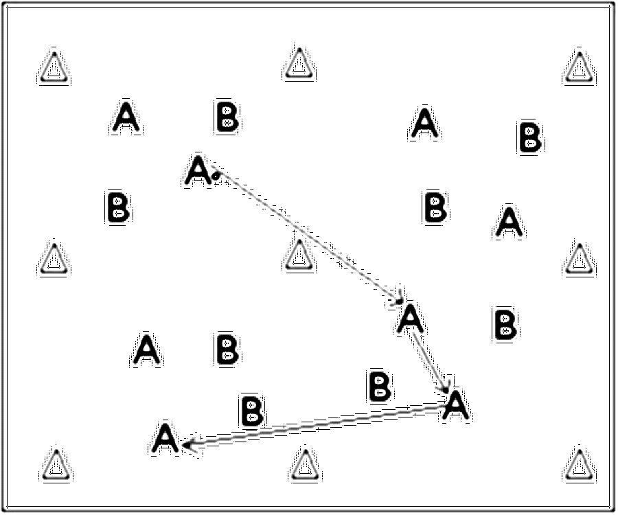 Diagramm zur Übung: Die Mannschaften spielen mit dem Ziel möglichst…