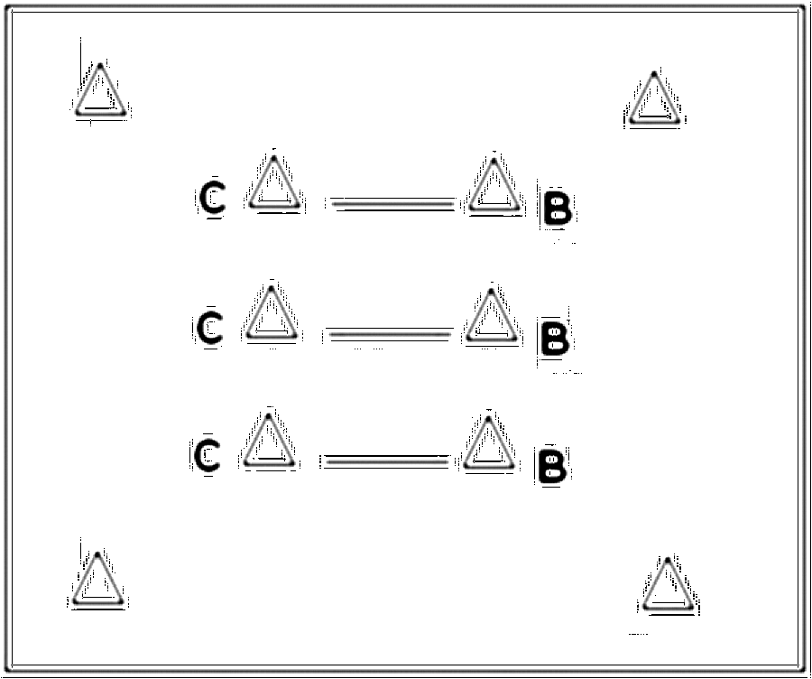 Diagramm zur Übung: Ein Seil wird zwischen zwei Hütchen gelegt