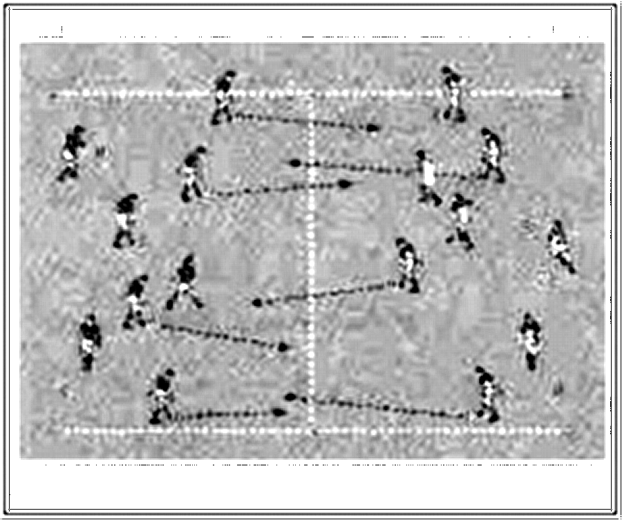 Diagramm zur Übung: Jede Mannschaft besetzt eine Hallenseite, E-Jugend