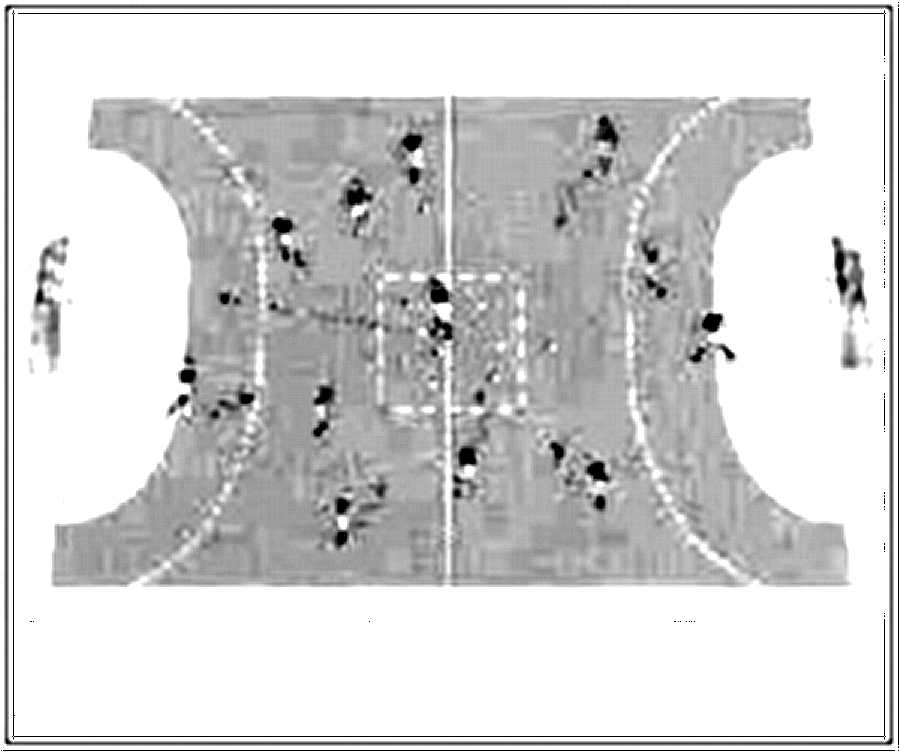 Diagramm zur Übung: Das Feld liegt in der Mitte der Halle