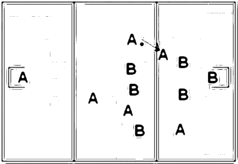 Diagramm zur Übung: Dehnen mit Tor — Spielformen, oberer Amateurbereich