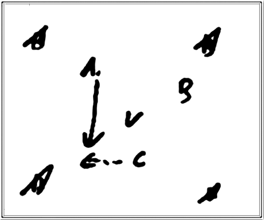 Diagramm zur Übung: Spiel 3 gegen 1. Wer seinen Ball an den Verteidiger