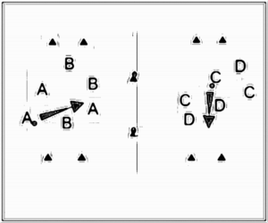 Diagramm zur Übung: Jeweils 2 Mannschaften spielen in einer…
