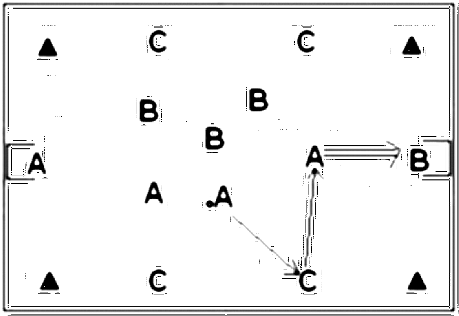 Diagramm zur Übung: Tor in Gruppen — Spielformen, oberer Amateurbereich