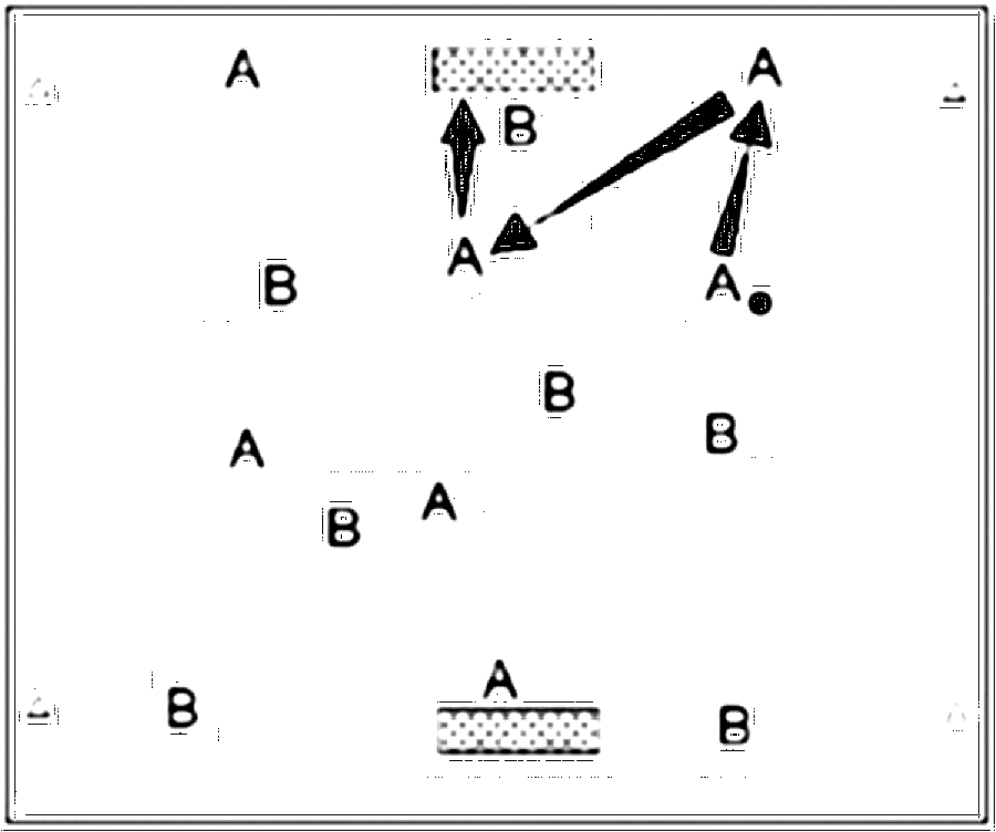 Diagramm zur Übung: Leibchen in Gruppen — Zuspiel, B-Jugend