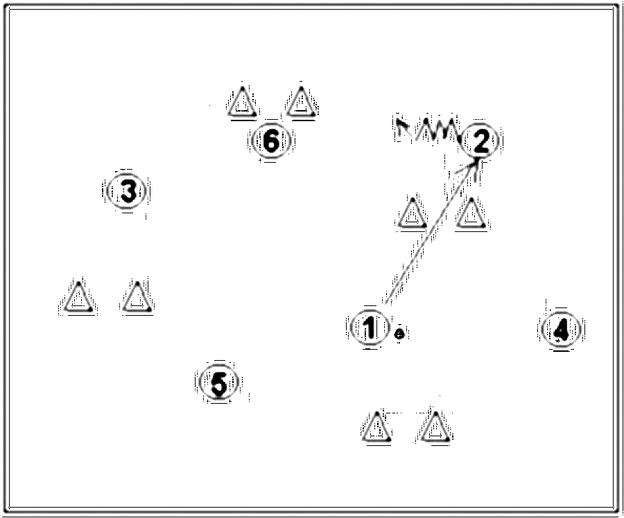 Diagramm zur Übung: Dribbling mit Hütchen — Ballmitnahme, B-Jugend