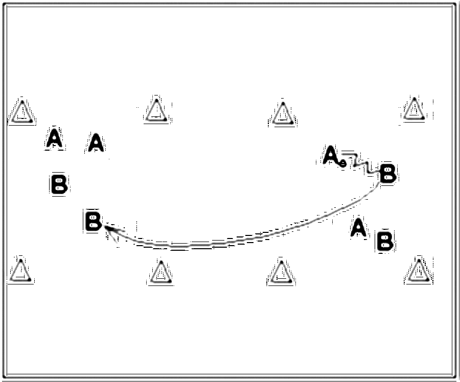 Diagramm zur Übung: Dribbling in Gruppen — Ballmitnahme, C-Jugend