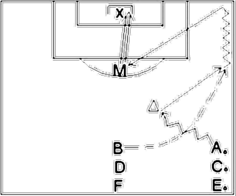 Diagramm zur Übung: Dribbling mit Hütchen — Positionswechsel, A-Jugend